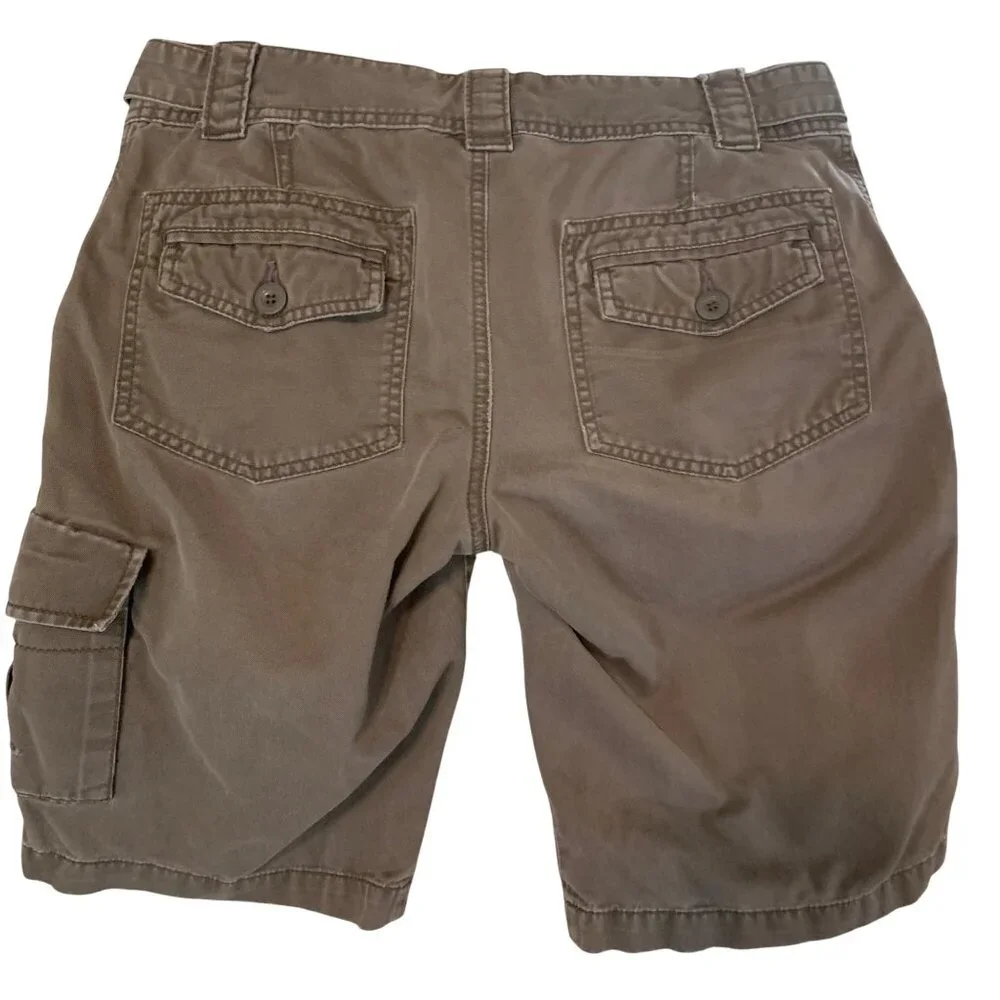 VTG Y2K Women's Cargo Shorts Mid Rise Brown Sz 34‎ Casual Pockets